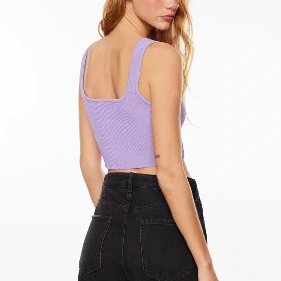 Dynamite Lilac Contour Ribbed Cropped Tank Top - XS - Picture 2 of 5